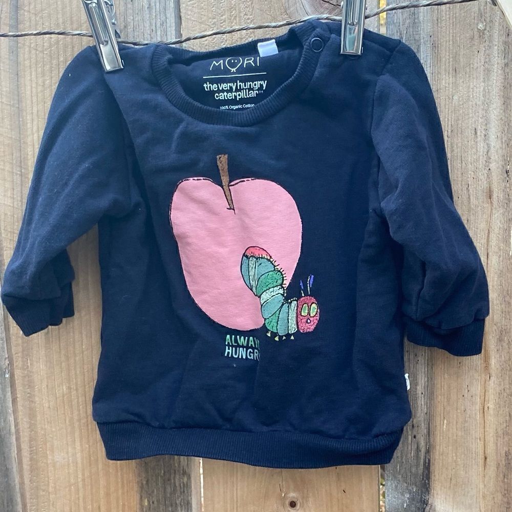 Mori The Very Hungry Caterpillar Organic Cotton Sweatshirt size 6-9 months